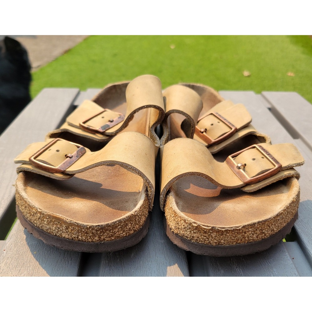 Birkenstock Arizona Two Strap Sandals Tan Brown Nubuck Suede Size M 9 W 11 EU 42 - Picture 10 of 11